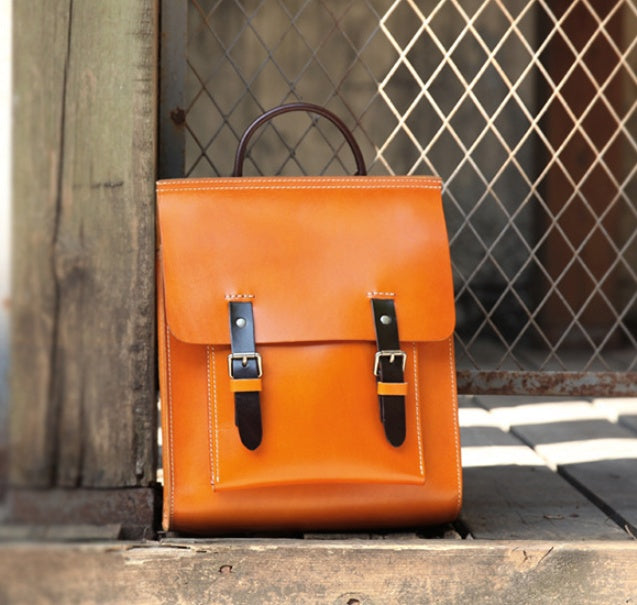 Cowhide school bag
