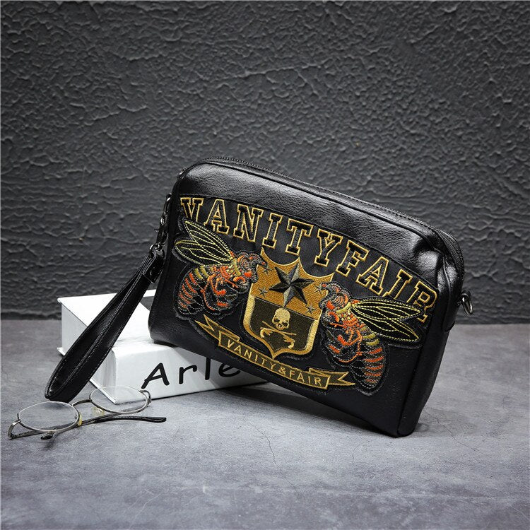 Men's bag embroidered pattern clutch