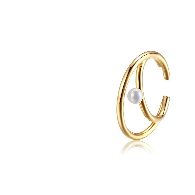 Simple Line Pearl Ear Clip Temperamental Minority Design Earrings