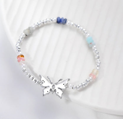 Fancy Butterfly Drop Oil Beaded Bracelet Stretch Jewelry For Women