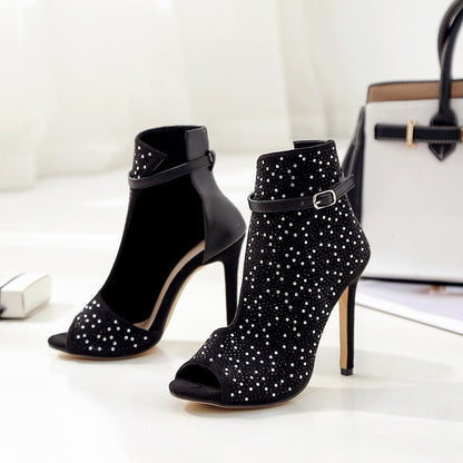 Super high heel sandals rhinestone stiletto sandals