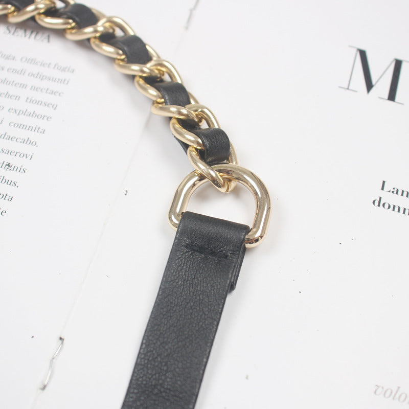 Chain Belt Retro Fine Decoration Waist Matching Shirt Black Waist Chain Accessories