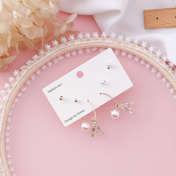 Mini earrings set compact earrings girl sweet wild earrings