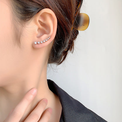 New Zircon Earrings Women's Light Luxury Earrings Niche Design Advanced Ear Clip