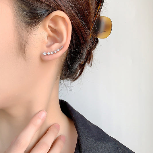 New Zircon Earrings Women's Light Luxury Earrings Niche Design Advanced Ear Clip