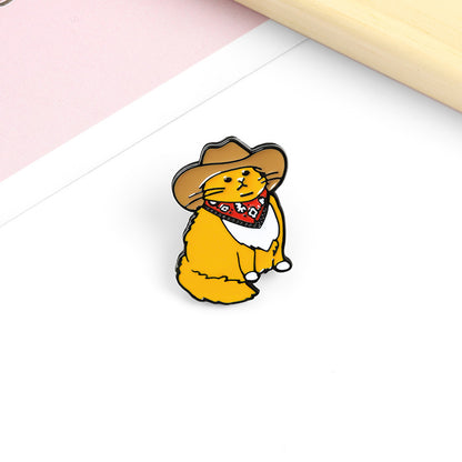 Western Cowboy Cat Shaped Alloy Brooch Alloy Brooch