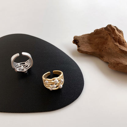 Irregular metal pearl ring