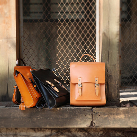 Cowhide school bag