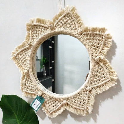 Hand-tapestered makeup mirror