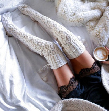 Long tube wool ball socks