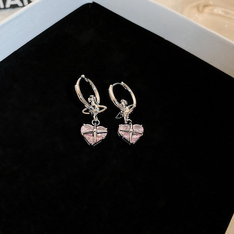 Women's Fashion Heart-shaped Zircon Ear Clip Earrings