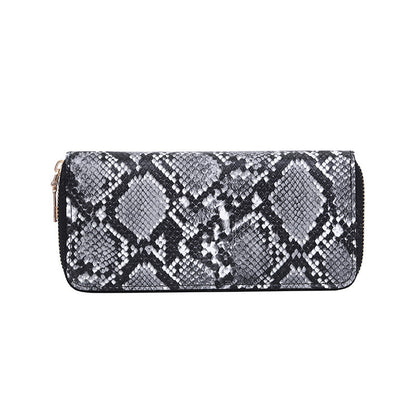 Snake print zipper clutch