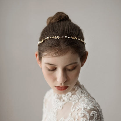 Handmade Bridal Hair Ornament With Beaded Leaves