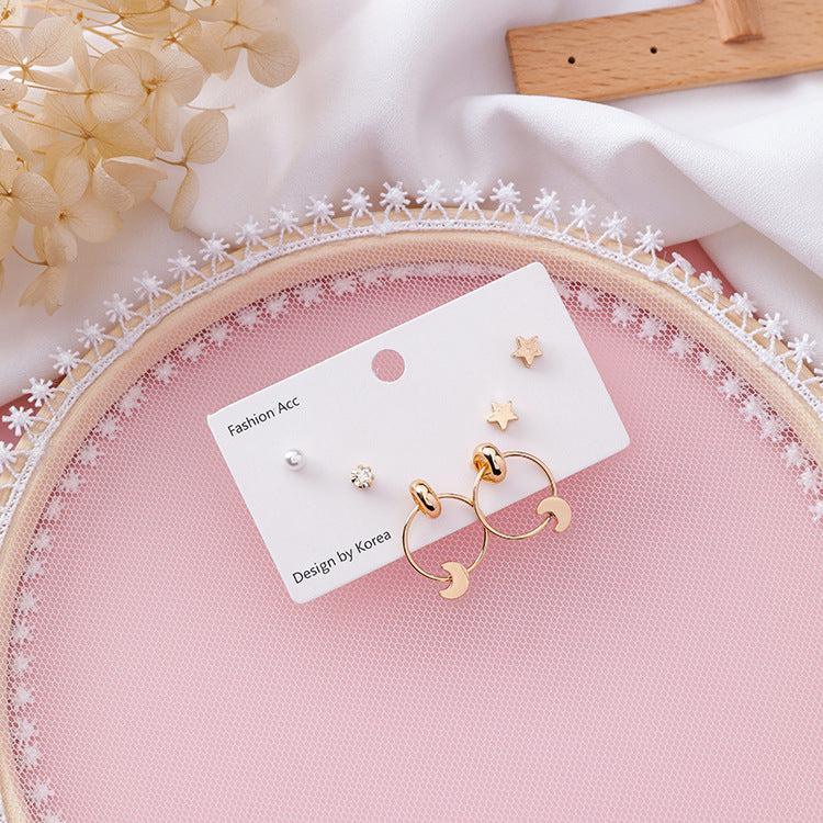 Mini earrings set compact earrings girl sweet wild earrings