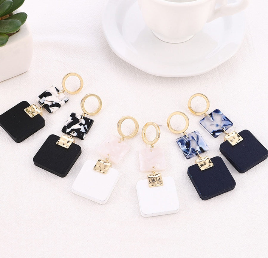 Leopard Earrings Square Wood Earrings