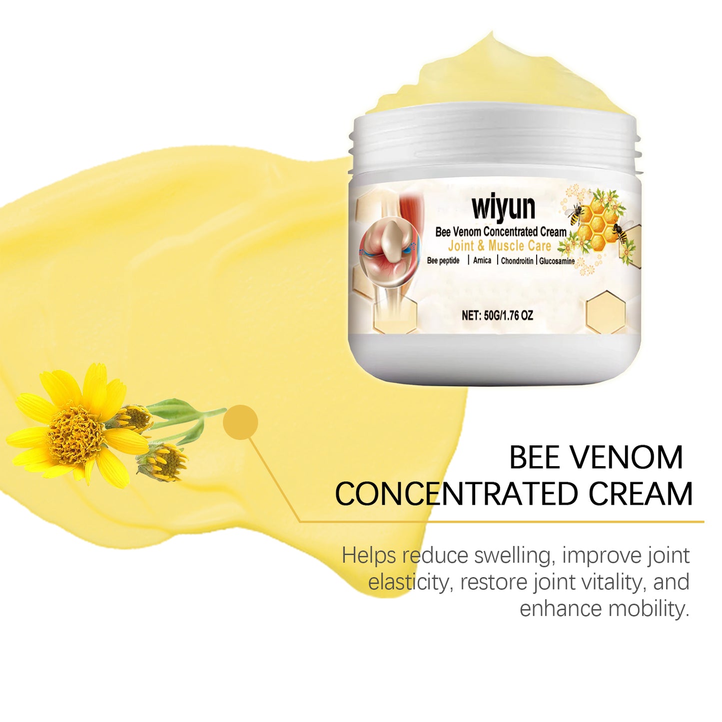 Wiyun Bee Venom Body Care Cream, Gently Moisturize And Apply Topical Repair Cream For Wrist And Knee Body Massage