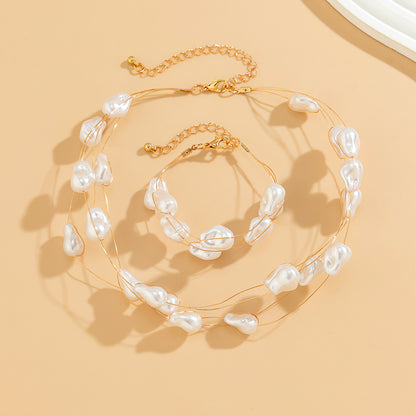 Versatile Baroque Pearl Necklace Bracelet For Women
