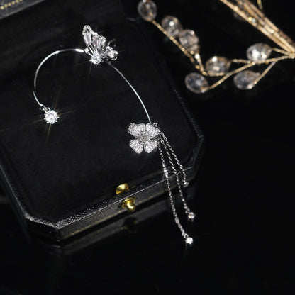 Butterfly Tassel Ear Clip Long Female Non-piercing Earrings