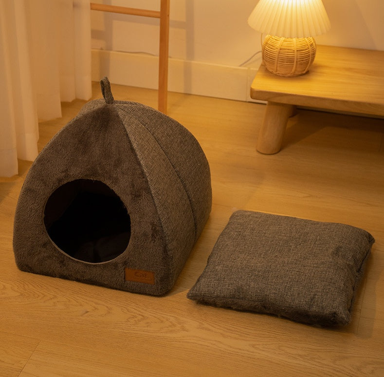Triangle Cat Nest Closed Warm Thickened Pet Bed