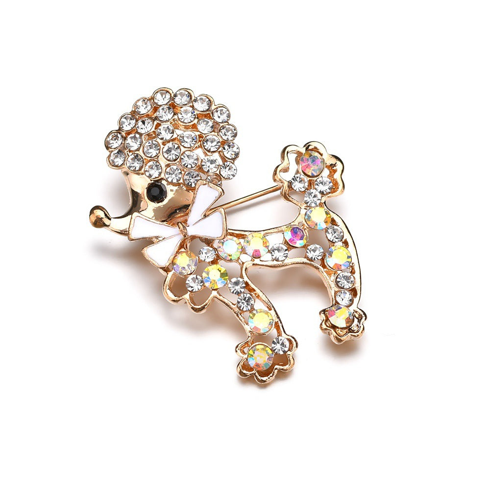 Diamond-encrusted soldier dog brooch pin