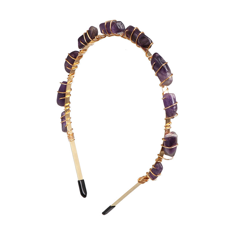 Jujia Cute Candy Color Small Stone Headband Resin Stone Beach Shell Headband Hair