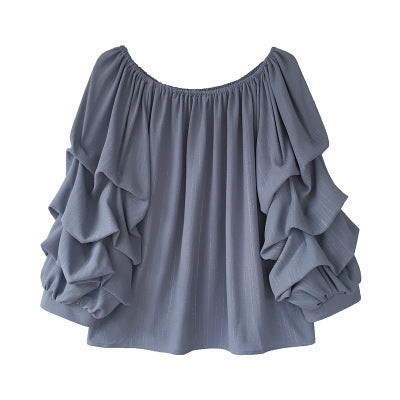 Flowy Long-sleeve Chiffon Top With A Relaxed Layered Design
