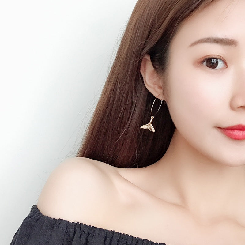 Korean Dolphin Tail Fishtail Earrings Female Temperament Personality Simple Retro Tide Earrings Earrings Earrings Earrings Jewelry