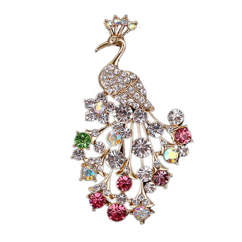 Fashion diamond inlaid peacock Brooch Pin