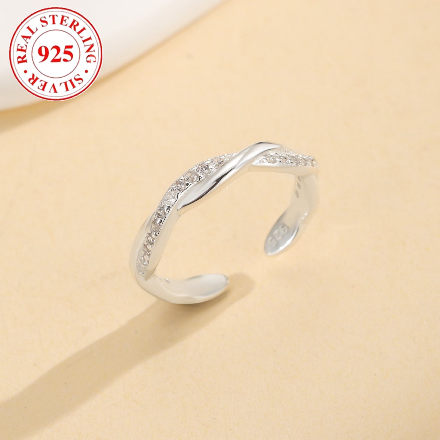 Fashion And Fully-jewelled Wave Cross Women's Open Toe Ring