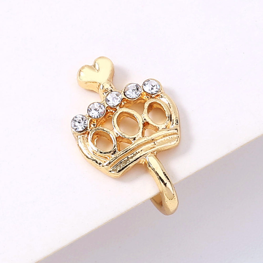 Gold Crown Nose Ring Mini-cute Heart Crown Fake Nose Ring