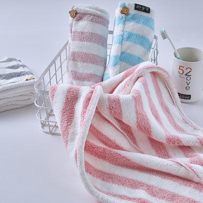 Fiber absorbent and quick-drying striped shower cap