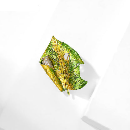 Japanese Simple Fashion Female Enamel Leaf Brooch