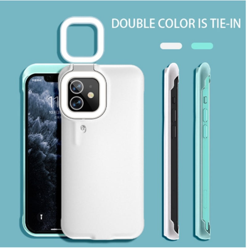 Compatible with Apple , Fill Light Mobile Phone Case Ring Flashing Light Beauty Mobile Phone Case