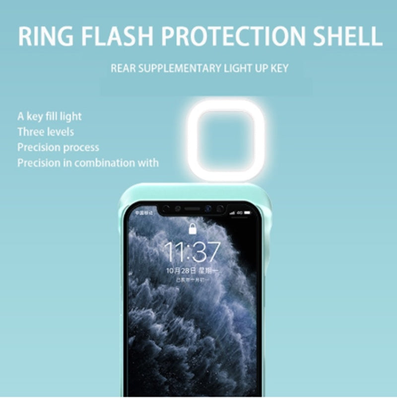 Compatible with Apple , Fill Light Mobile Phone Case Ring Flashing Light Beauty Mobile Phone Case