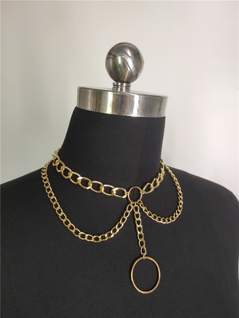 Ring Pendant Tassel Double Necklace Necklace