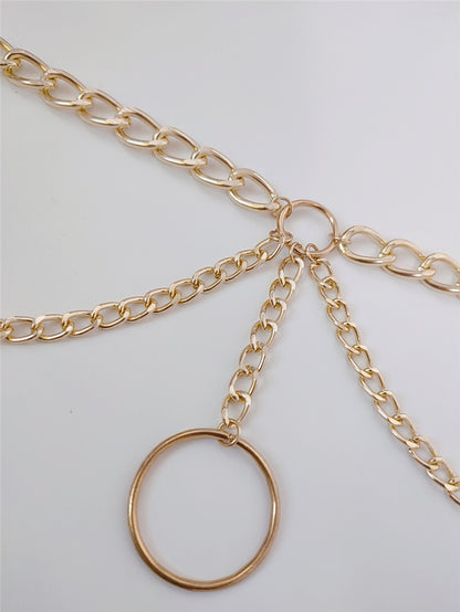 Ring Pendant Tassel Double Necklace Necklace