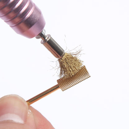 Manicure Golden Nail Drill Bit Cleaning Brush