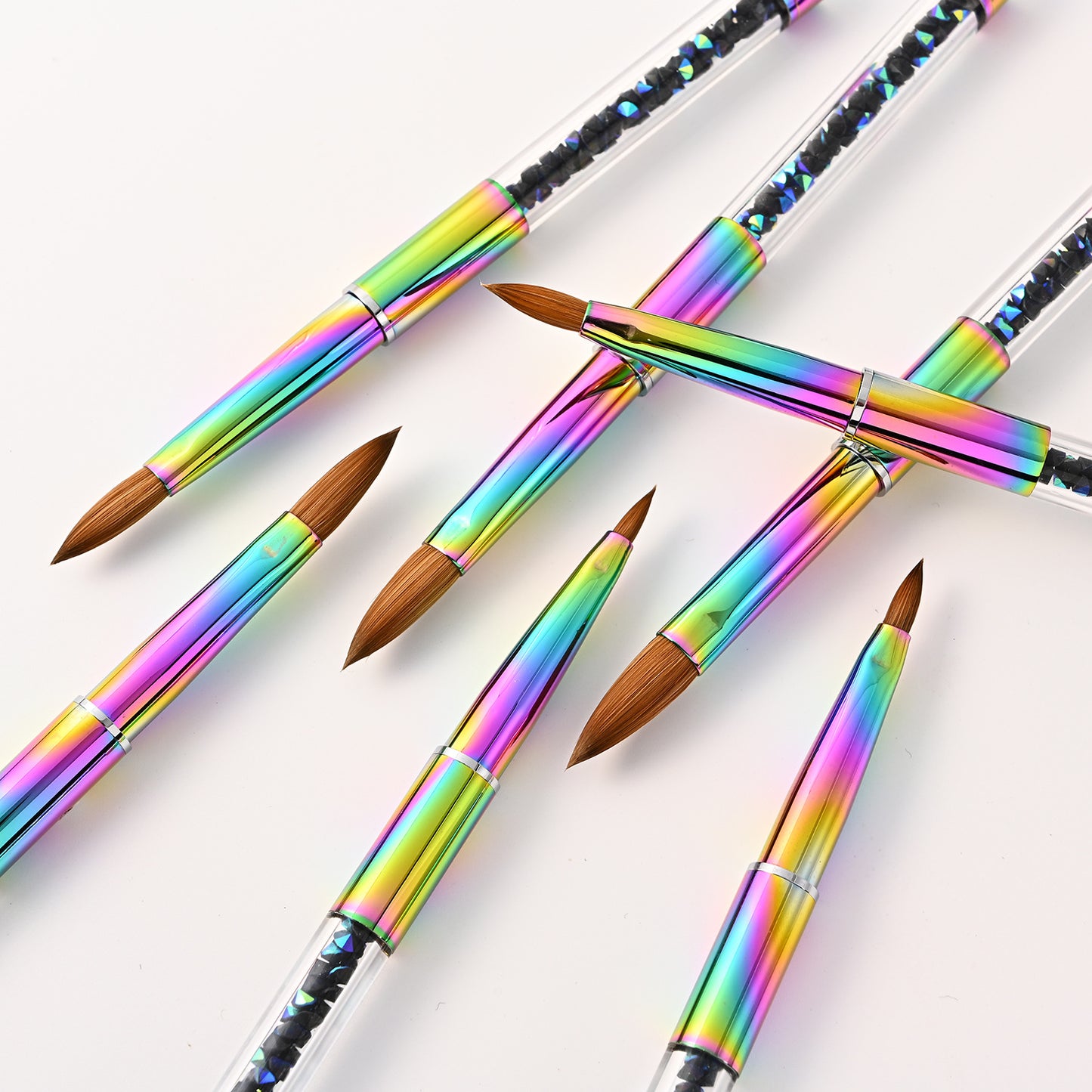 Colorful Gradient Rhinestone Mink Hair Nail Brush