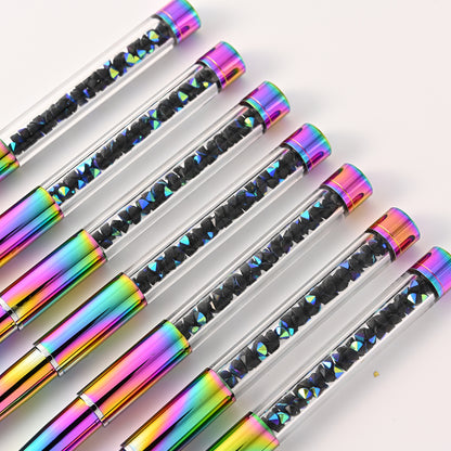 Colorful Gradient Rhinestone Mink Hair Nail Brush
