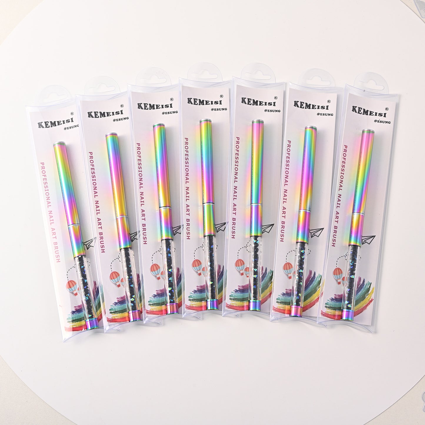Colorful Gradient Rhinestone Mink Hair Nail Brush