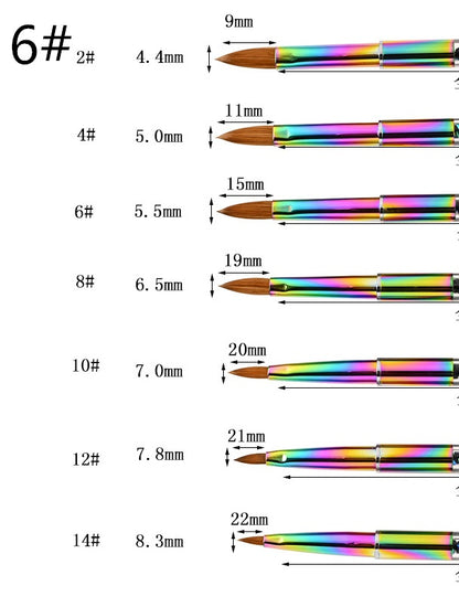 Colorful Gradient Rhinestone Mink Hair Nail Brush