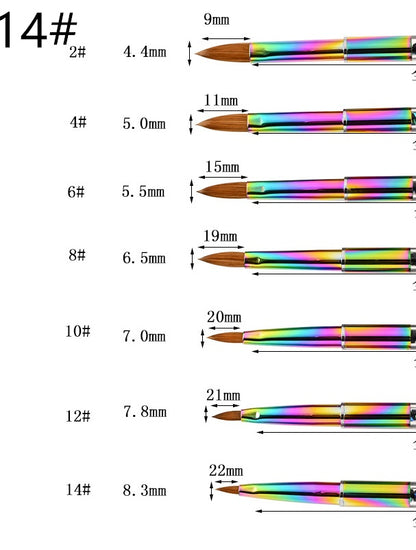 Colorful Gradient Rhinestone Mink Hair Nail Brush