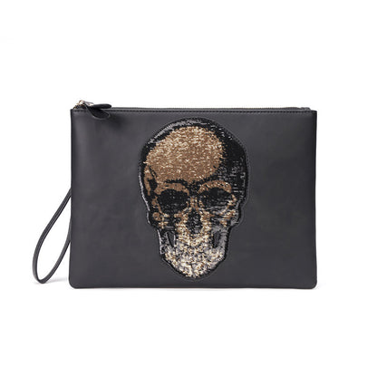 Ghost Head Clutch Men's Fashion Leather Clutch