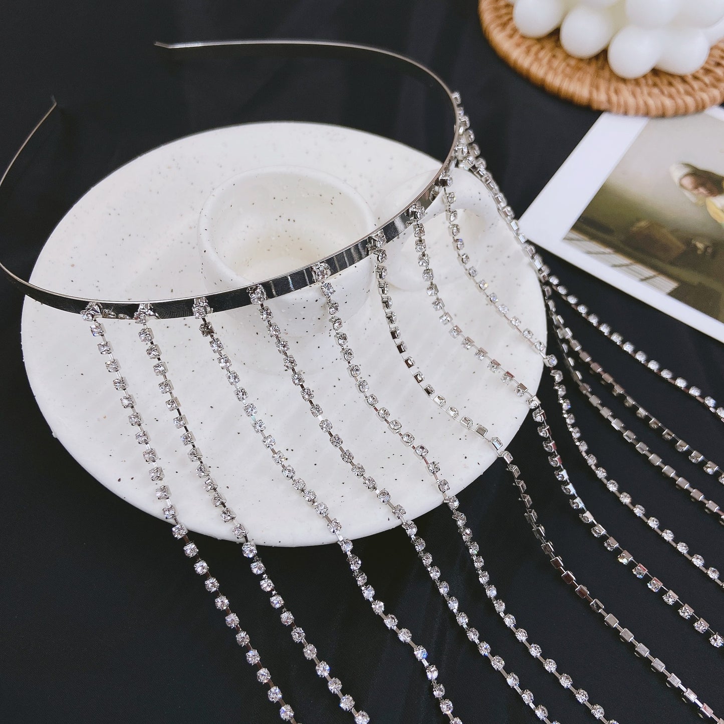 Fashion Tassel Headband Hair Hoop Rhinestone Jewelry for Women