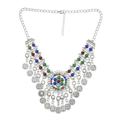 Street Style Coin Tassel Necklace Turquoise Necklace