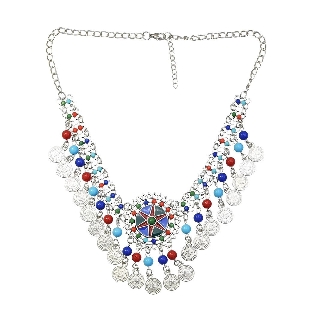 Street Style Coin Tassel Necklace Turquoise Necklace