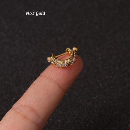 Stainless Steel Screw Earrings Micro-inlaid Ear Clip Zircon