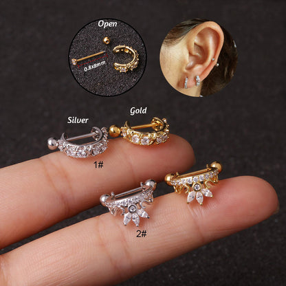 Stainless Steel Screw Earrings Micro-inlaid Ear Clip Zircon