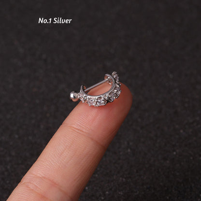 Stainless Steel Screw Earrings Micro-inlaid Ear Clip Zircon