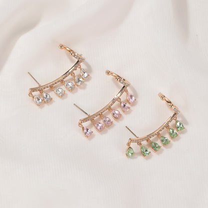 Crystal Ear Clip Drop Tassel Earrings Integrated Earrings